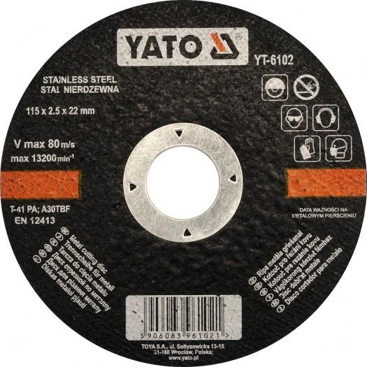Yato YT-6102 Диск відрізний по металу 115x2,5x22 мм YT6102: Купити в Україні - Добра ціна на EXIST.UA!