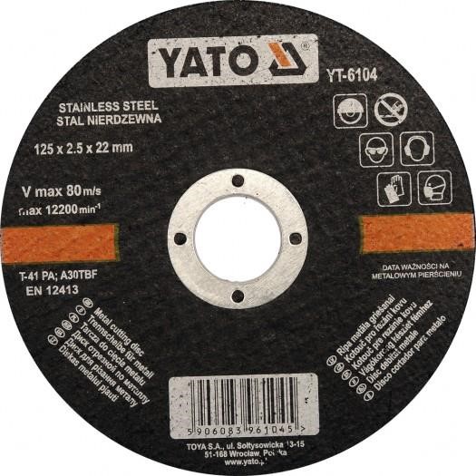 Yato YT-6104 Диск відрізний по металу 125х2, 5х22 мм YT6104: Купити в Україні - Добра ціна на EXIST.UA!
