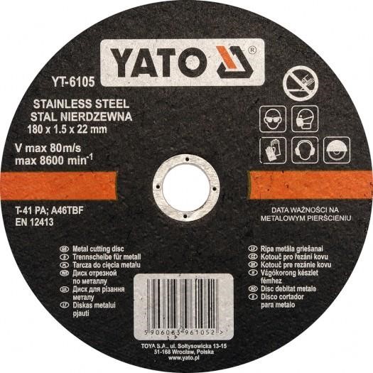 YT6105 Yato Диск отрезной по металлу 180x1,5х22 мм