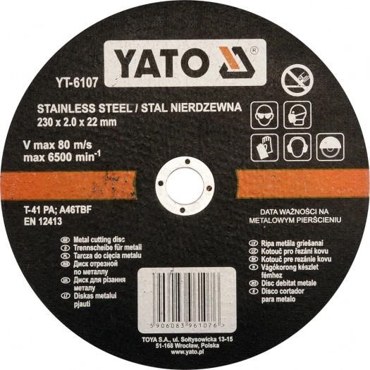 YT6107 Yato Диск відрізний по металу 230х1, 9х22 мм