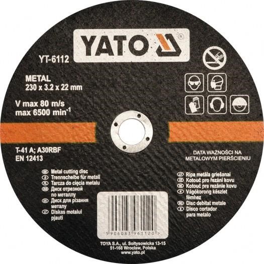 Yato YT-6112 Диск відрізний по металу діаметр 230х3, 2х22мм YT6112: Приваблива ціна - Купити в Україні на EXIST.UA!