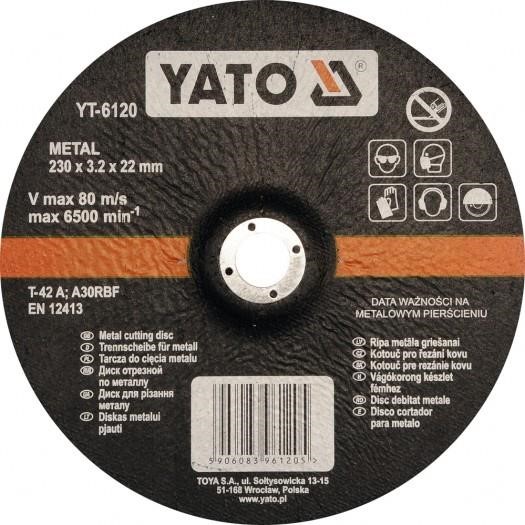 Yato YT-6120 Диск відрізний по металу, 230x3,2x22 мм YT6120: Купити в Україні - Добра ціна на EXIST.UA!
