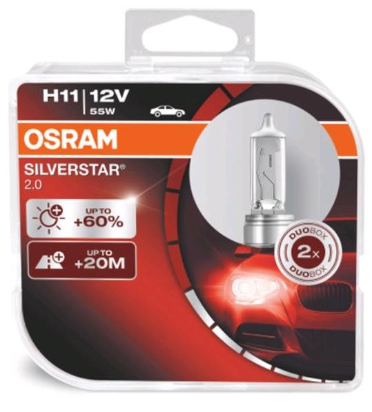 Osram 64211SV2-DUO Лампа галогенна Osram Silverstar +60% 12В H11 55Вт +60% 64211SV2DUO: Купити в Україні - Добра ціна на EXIST.UA!
