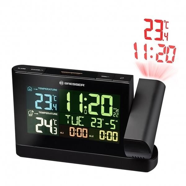 Bresser 925523 Проекционные часы Colour TP black 925523: Купить в Украине - Отличная цена на EXIST.UA!