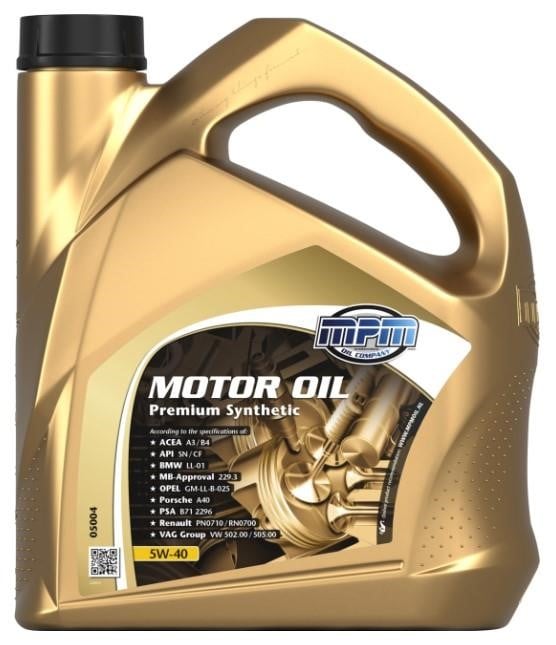 MPM Oil 05004 Моторна олива MPM Premium Synthetic A3/B4 5W-40, 4л 05004: Купити в Україні - Добра ціна на EXIST.UA!