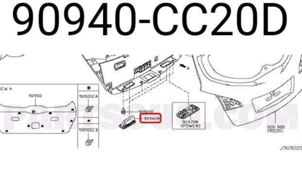 90940CC20D Nissan Ручка багажника