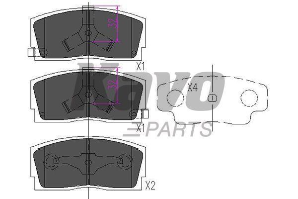 Тормозные колодки дисковые передние, комплект Kavo parts KBP-1501