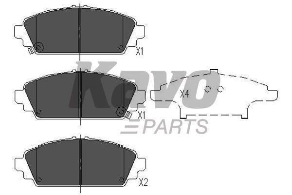 Тормозные колодки дисковые, комплект Kavo parts KBP-2010