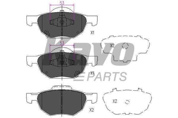 Гальмівні колодки передні, комплект Kavo parts KBP-2036