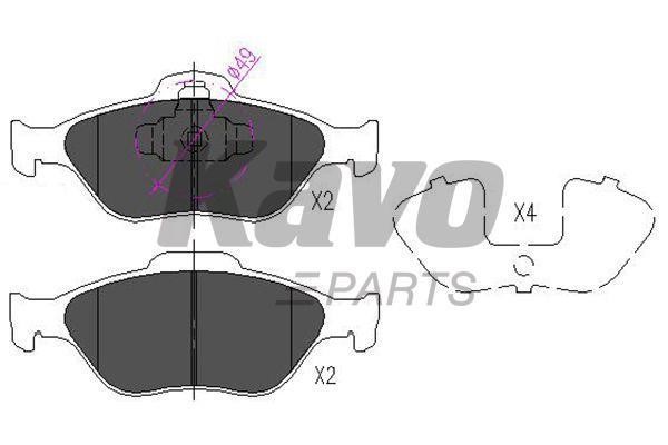 Тормозные колодки дисковые передние, комплект Kavo parts KBP-4545