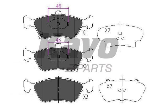 Тормозные колодки дисковые передние, комплект Kavo parts KBP-9006