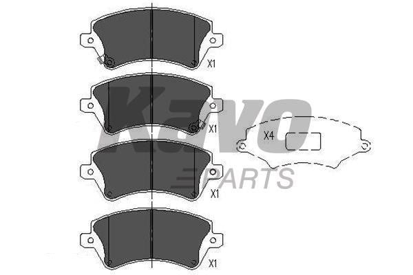 Тормозные колодки дисковые, комплект Kavo parts KBP-9012
