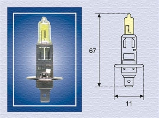 Лампа галогенна 12В H1 55Вт Magneti marelli 002571100000