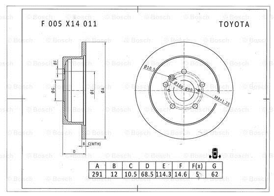 Bosch F 005 X14 011 Диск гальмівний F005X14011: Купити в Україні - Добра ціна на EXIST.UA!