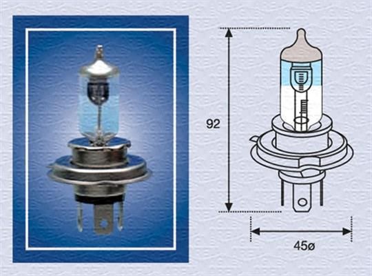 Лампа галогенна 12В H4 60/55Вт Magneti marelli 002585100000