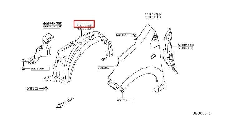 638804A00C Nissan Подкрылок передний правый