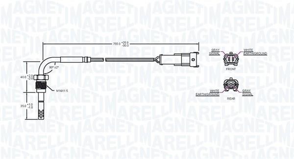 Датчик температуры отработанных газов Magneti marelli 172000207010