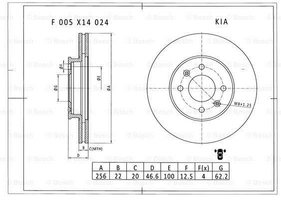 Bosch F 005 X14 024 Диск гальмівний F005X14024: Купити в Україні - Добра ціна на EXIST.UA!