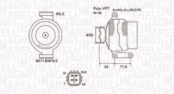 Генератор автомобільний Toyota Corolla (Тойота Корола): 063732029010 Magneti marelli Генератор