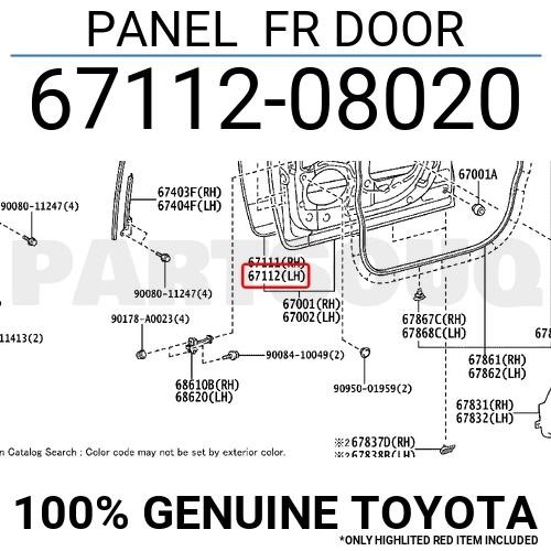 Toyota 67112-08020 Панель двері 6711208020: Купити в Україні - Добра ціна на EXIST.UA!
