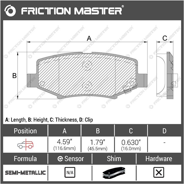 Гальмівні колодки Friction Master Black, комплект Friction Master MKD1274