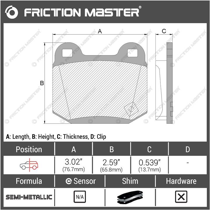Тормозные колодки дисковые Friction Master Black, комплект Friction Master MKD961