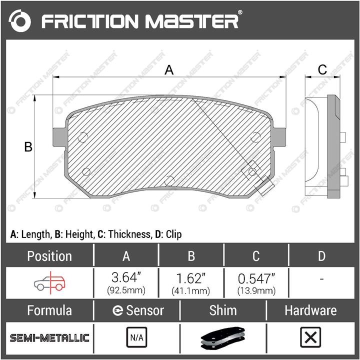 Гальмівні колодки Friction Master Black, комплект Friction Master MKD1714