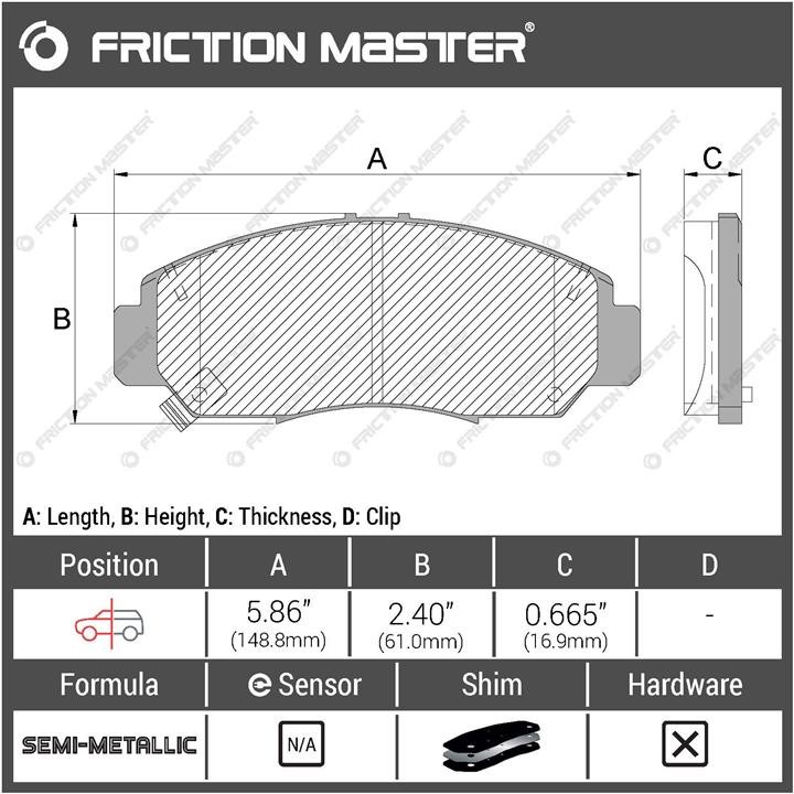 Гальмівні колодки Friction Master Black, комплект Friction Master MKD959