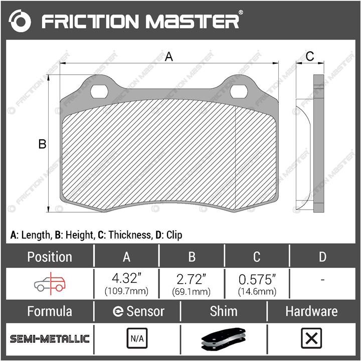 Гальмівні колодки Friction Master Black, комплект Friction Master MKD1053