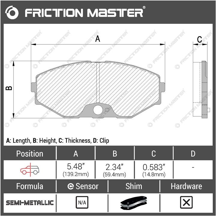 Тормозные колодки дисковые Friction Master Black, комплект Friction Master MKD587