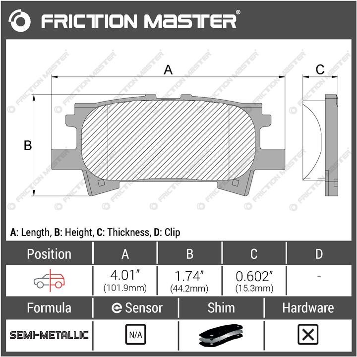 Гальмівні колодки Friction Master Black, комплект Friction Master MKD996