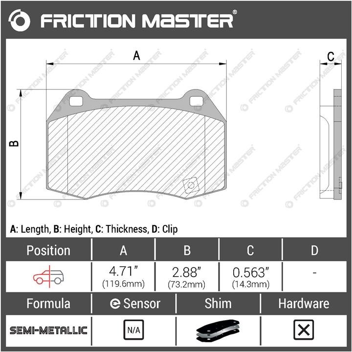 Тормозные колодки дисковые Friction Master Black, комплект Friction Master MKD960