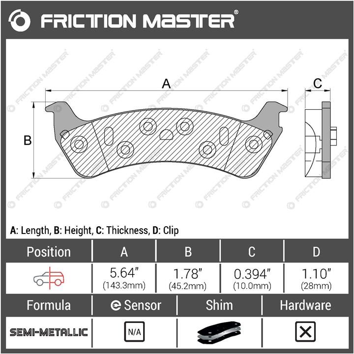 Тормозные колодки дисковые Friction Master Black, комплект Friction Master MKD666