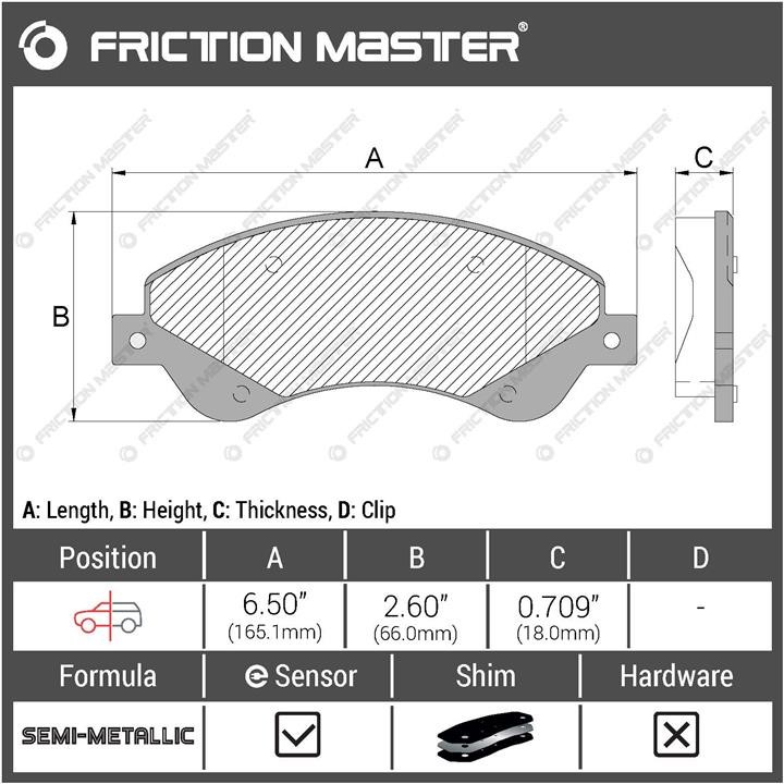 Тормозные колодки дисковые Friction Master Black, комплект Friction Master MKD1528
