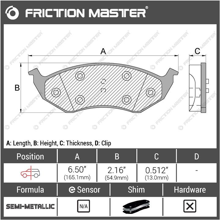 Тормозные колодки дисковые Friction Master Black, комплект Friction Master MKD591