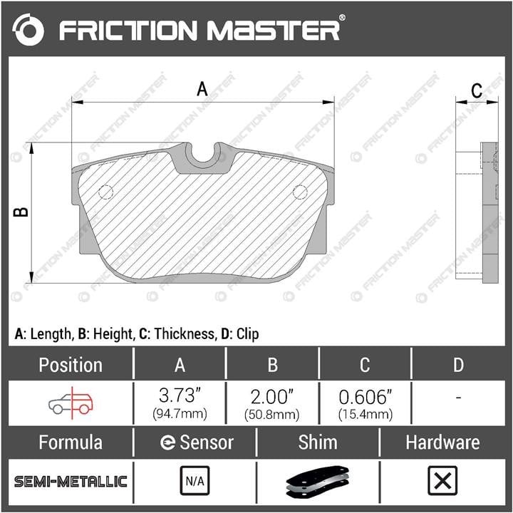Тормозные колодки дисковые Friction Master Black, комплект Friction Master MKD877