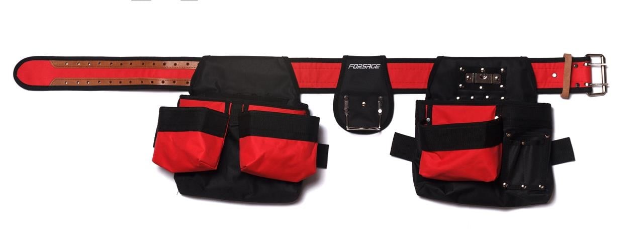 Forsage F-02R067 Сумка поясна монтажна з двома сумками для інструментів (три і дві кишені + металевий тримач) F02R067: Купити в Україні - Добра ціна на EXIST.UA!