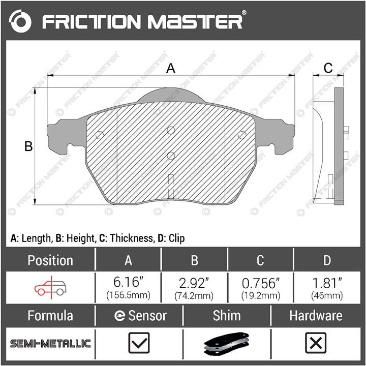 Гальмівні колодки Friction Master Black, комплект Friction Master MKD840