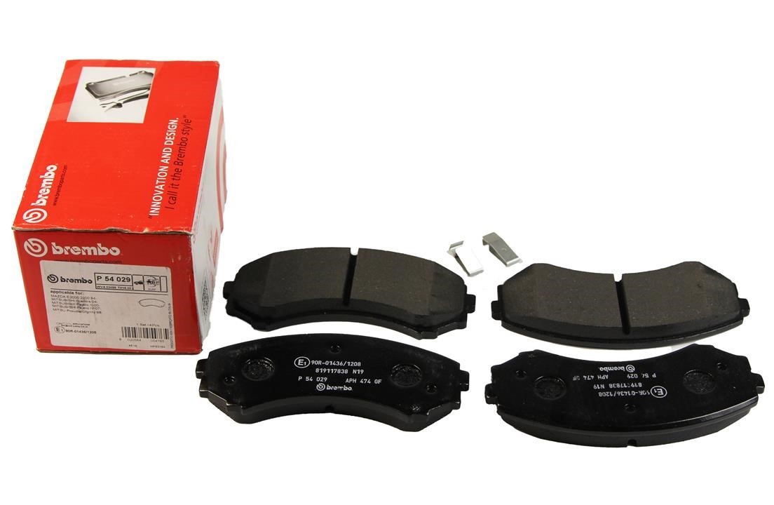 Тормозные колодки дисковые, комплект Brembo P 54 029