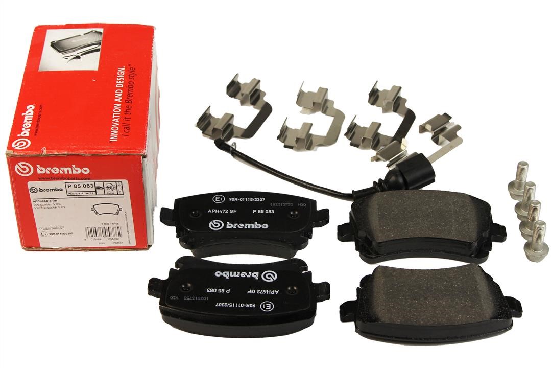 Тормозные колодки дисковые, комплект Brembo P 85 083