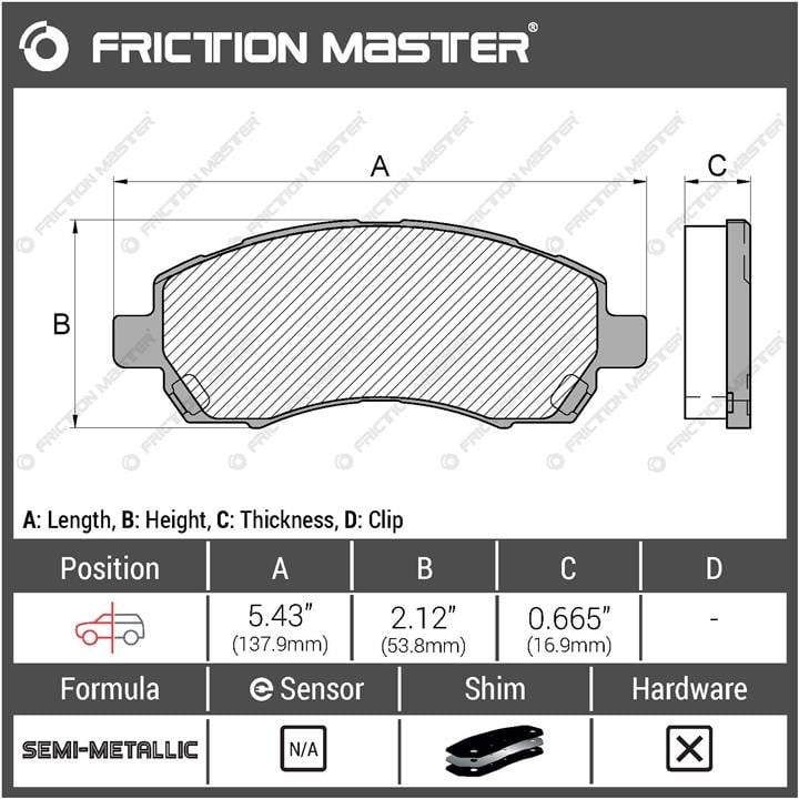 Гальмівні колодки Friction Master Black, комплект Friction Master MKD722