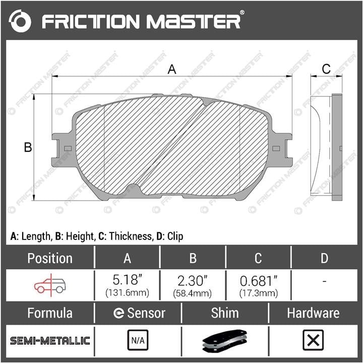 Гальмівні колодки Friction Master Black, комплект Friction Master MKD908