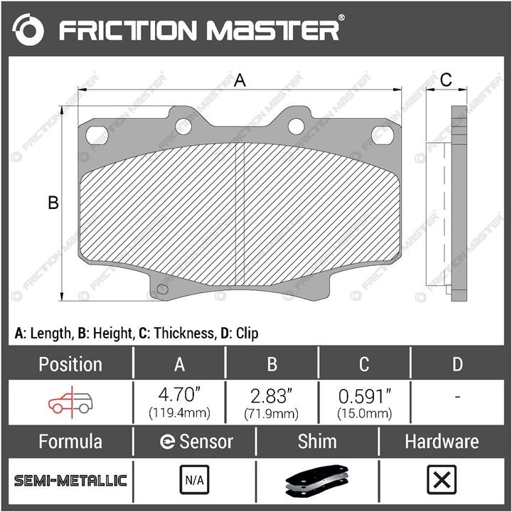 Friction Master MKD502 Гальмівні колодки Friction Master Black, комплект MKD502: Приваблива ціна - Купити в Україні на EXIST.UA! MKD502 Friction Master Гальмівні колодки Friction Master Black, комплект