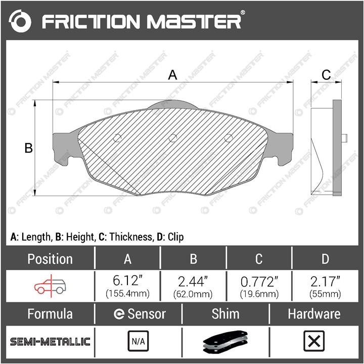Тормозные колодки дисковые Friction Master Black, комплект Friction Master MKD869