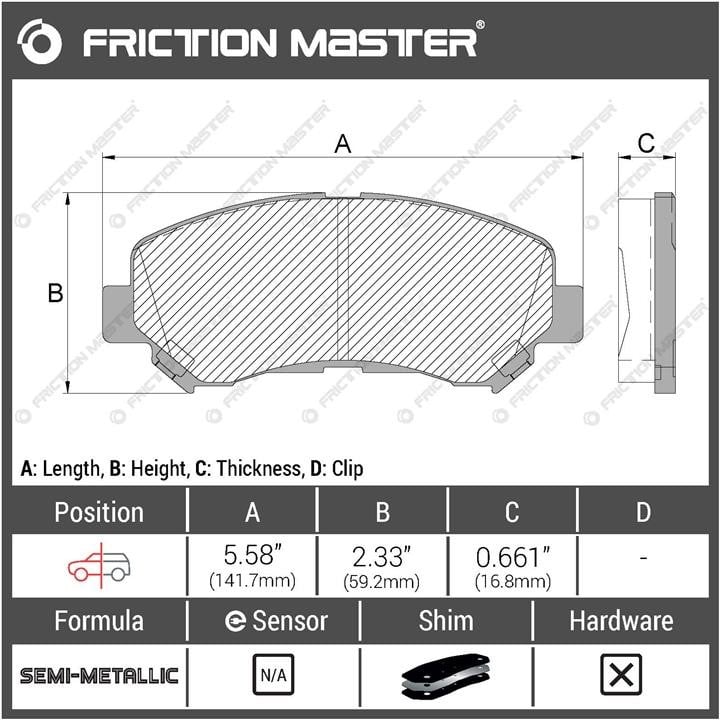 Гальмівні колодки Friction Master Black, комплект Friction Master MKD1338