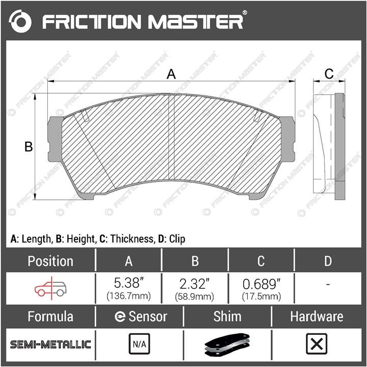 Гальмівні колодки Friction Master Black, комплект Friction Master MKD1164