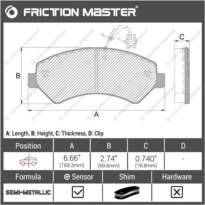 Тормозные колодки дисковые Friction Master Black, комплект Friction Master MKD1540
