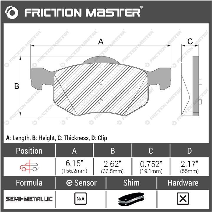 Гальмівні колодки Friction Master Black, комплект Friction Master MKD843