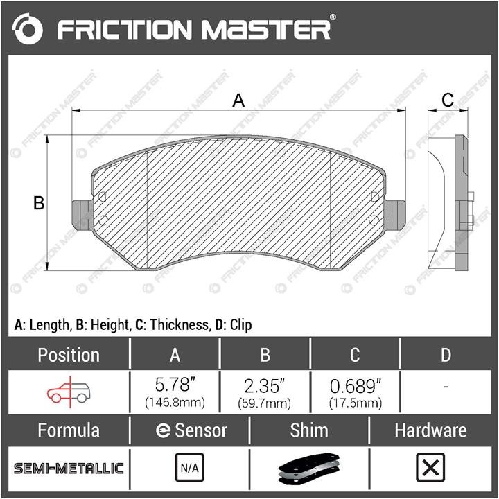 Гальмівні колодки Friction Master Black, комплект Friction Master MKD856