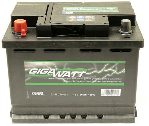 Gigawatt 0 185 755 601 Батарея аккумуляторная Gigawatt 12В 56Ач 480А(EN) L+ 0185755601: Купить в Украине - Отличная цена на EXIST.UA!